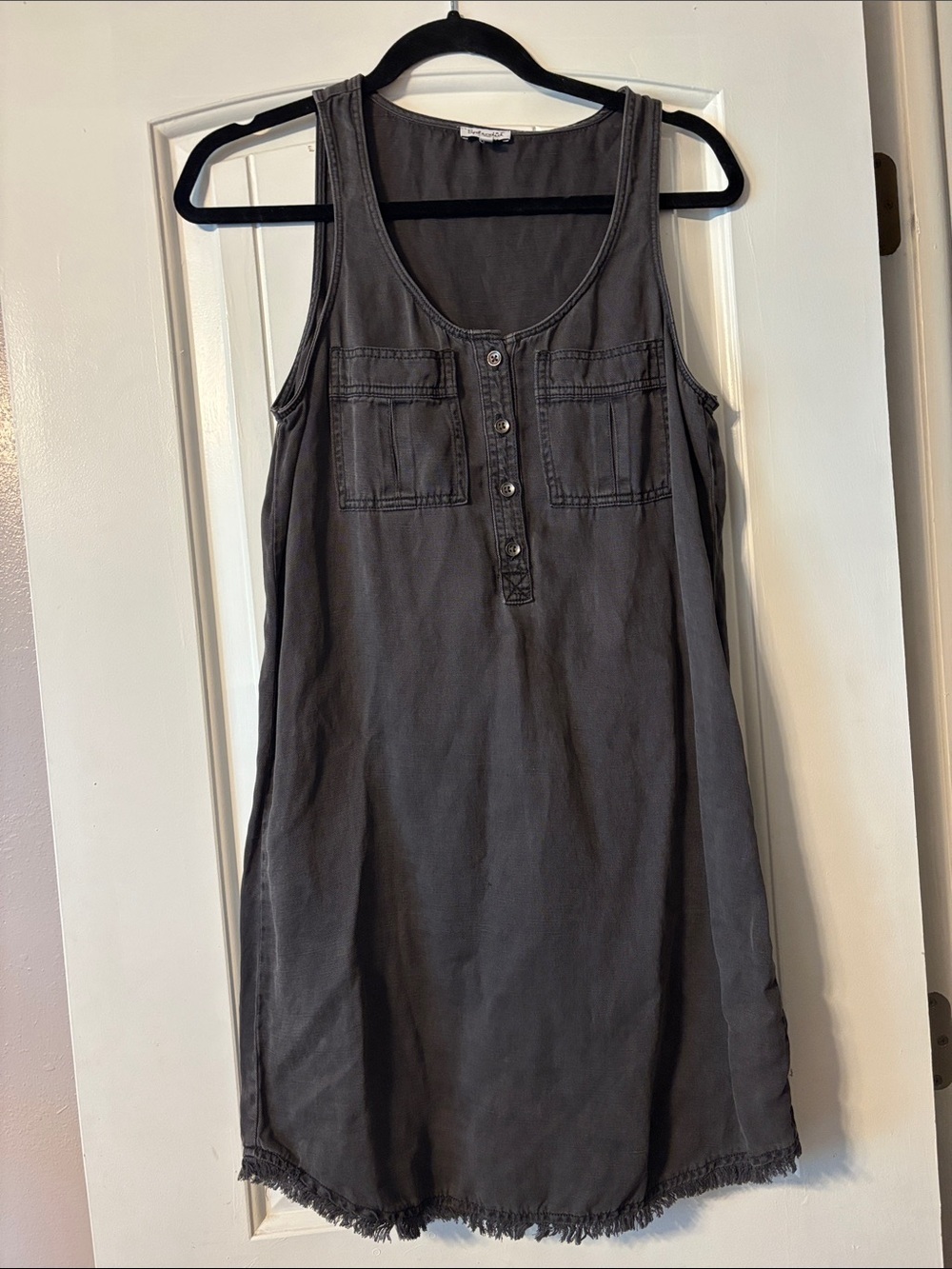 Splendid Charcoal Sleeveless Henley Pocket Mini Dress